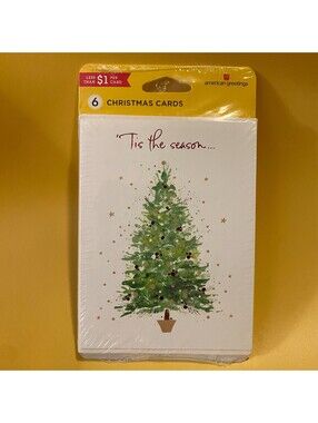 American Greetings Christmas Cards 6 Count Tis the Season Holiday Tree Sealed